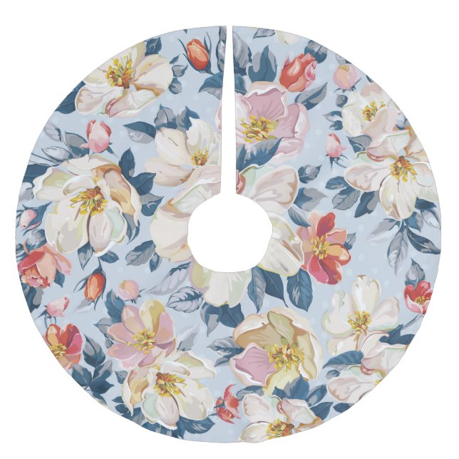 Blossoming apple tree, elegance pattern. brushed polyester tree skirt (Front)
