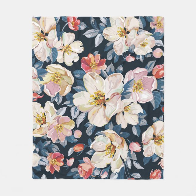 Blossoming Apple Tree Elegance Pattern Fleece Blanket (Front)