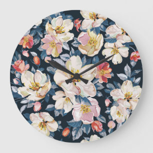 Blossoming Apple Tree Elegance Pattern Large Clock