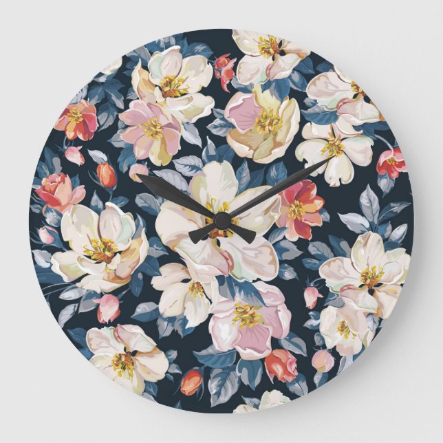 Blossoming Apple Tree Elegance Pattern Large Clock (Front)