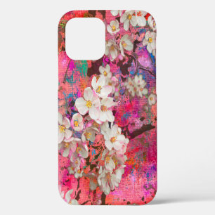 Blossoming apple tree, painting and mixed media ar iPhone 12 case