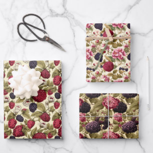Blossoming Berries Collection: Boysenberry Blossom Wrapping Paper Sheet