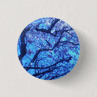 Blossoming Blue Branches 1 Inch Round Button