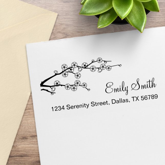 Blossoming Branch Address Rubber Stamp (Creator Uploaded)