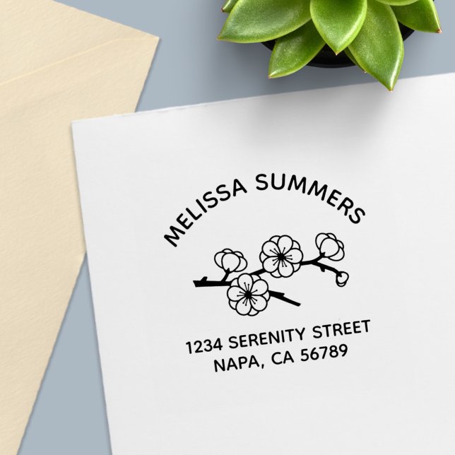 Blossoming Branch Arch Address Self-inking Stamp (Creator Uploaded)