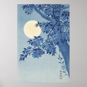 Blossoming Cherry on a Moonlit Night Poster