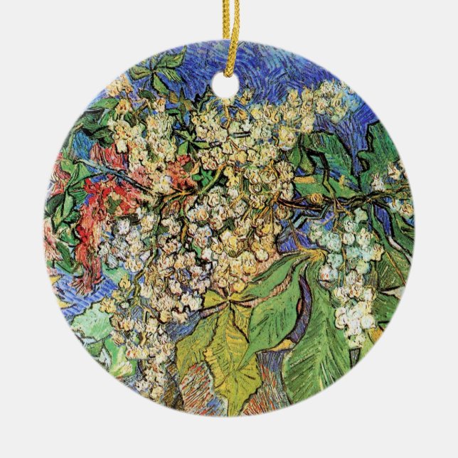 Blossoming Chestnut Branches by Vincent van Gogh Ceramic Ornament (Front)