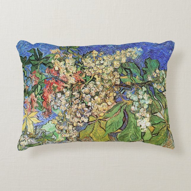 Blossoming Chestnut Branches by Vincent van Gogh Decorative Pillow (Front)
