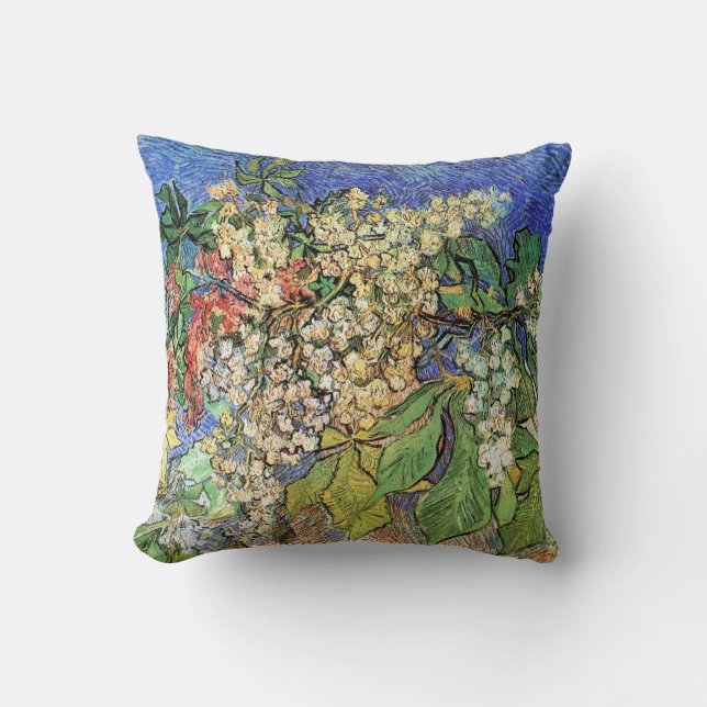 Blossoming Chestnut Branches by Vincent van Gogh Throw Pillow (Front)