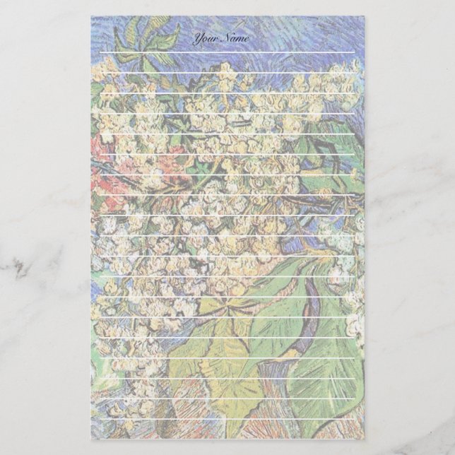 Blossoming Chestnuts Branches, Van Gogh. Stationery (Front)