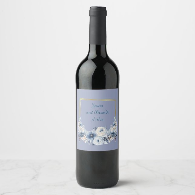 Blossoming Elegance Watercolor Wine Label (Front)