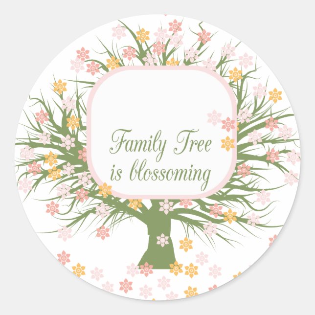 Blossoming Family Tree Classic Round Sticker (Front)