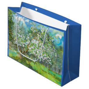 Blossoming garden  painting  watercolor large gift bag