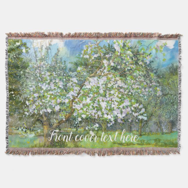 Blossoming garden  painting  watercolor  throw blanket (Front)
