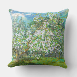 Blossoming garden throw pillow