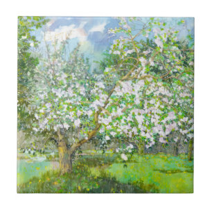 Blossoming garden tile