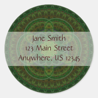 Blossoming Green Kaleidoscope Classic Round Sticker