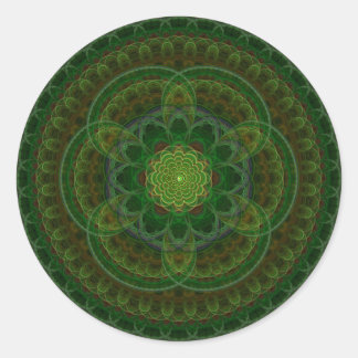 Blossoming Green Kaleidoscope Classic Round Sticker