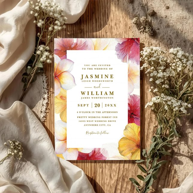 Blossoming Hearts Floral Modern QR Code Wedding Invitation (Creator Uploaded)