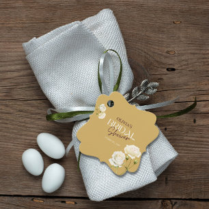 Blossoming Love with White Rose Bridal Shower Favour Tags