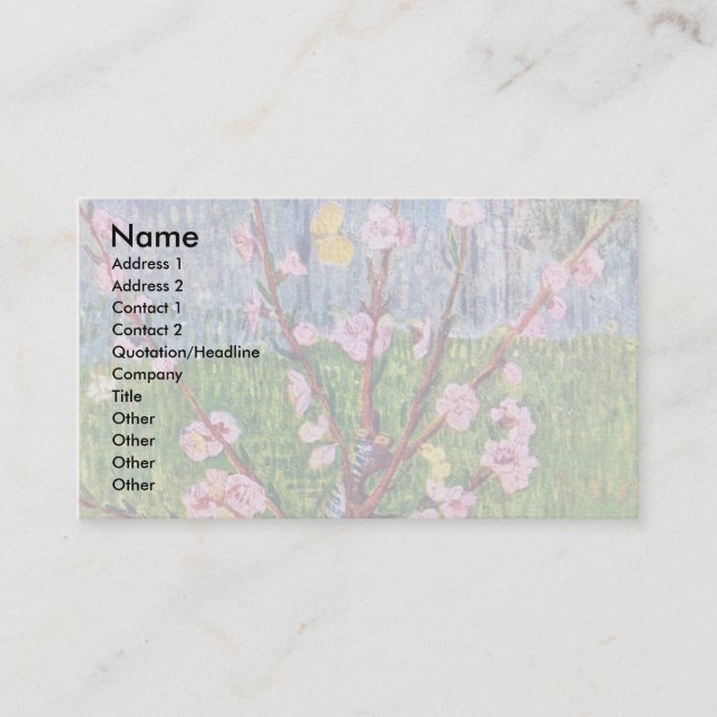 Blossoming Peach Tree By Vincent Van Gogh Business Card (Front)