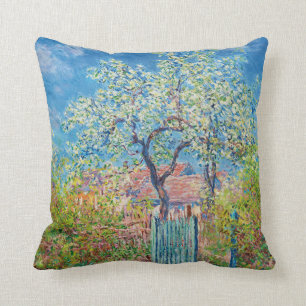 Blossoming pear tree, Monet  Throw Pillow