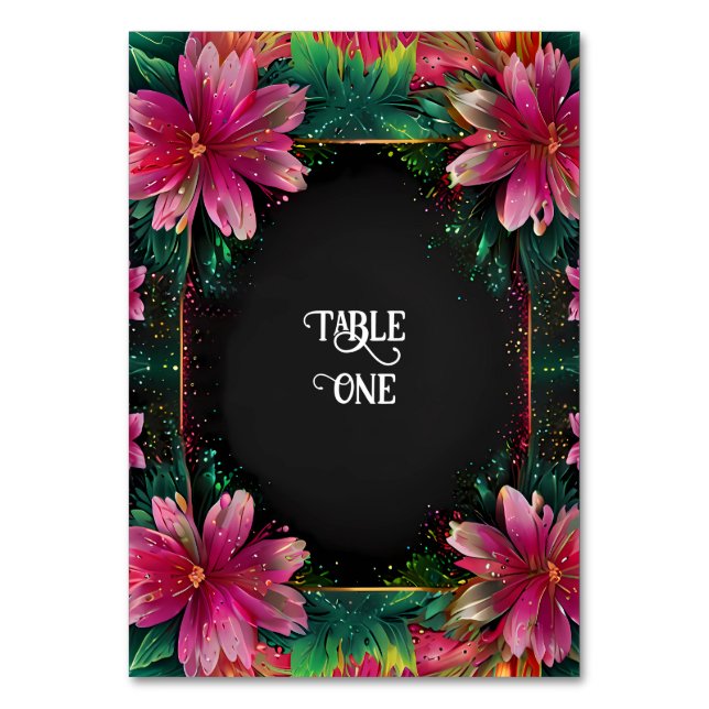 Blossoming Romance: A Full Floral Wedding Theme Table Number (Back)