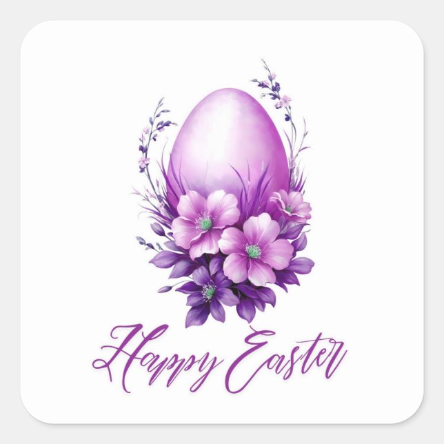 Blossoming Rose Easter Egg Square Sticker (Front)