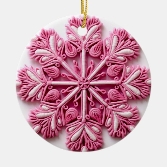 Blossoming Snowflake Elegance Ceramic Ornament (Front)