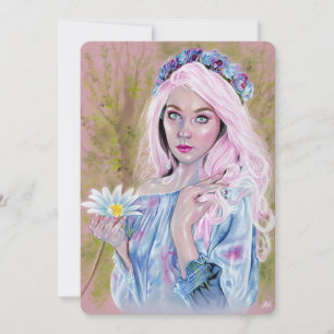 Blossoming spring fairy girl notecard