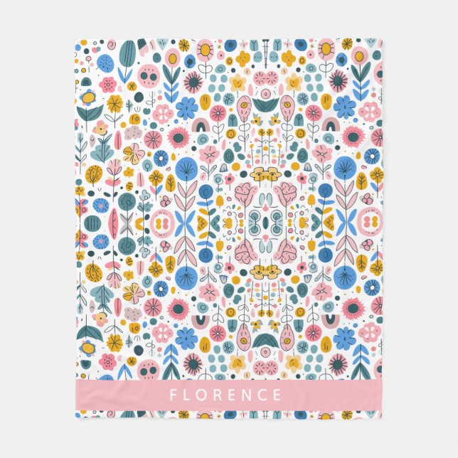 Blossoming Tales Personalized Name Blanket (Front)