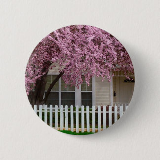 Blossoming Tree in the Suburbs 2 Inch Round Button