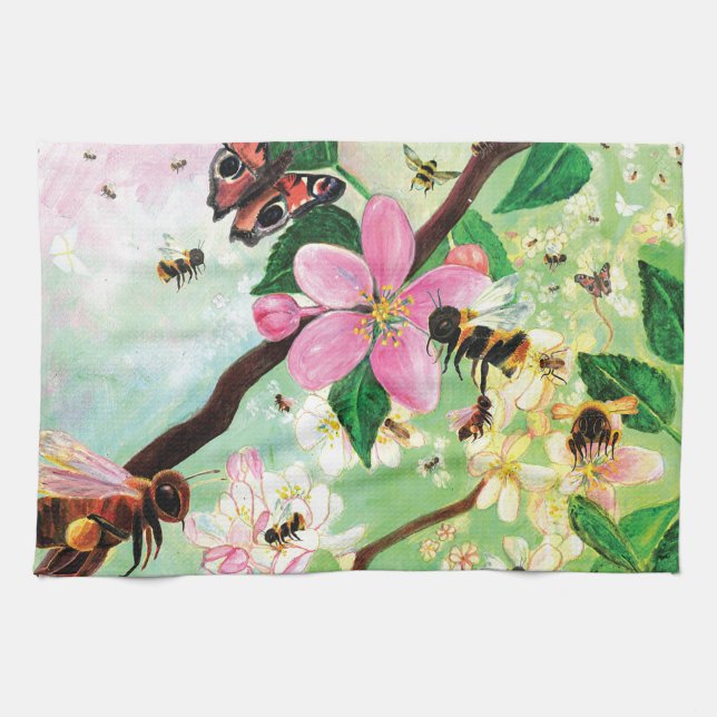 Blossoming Trees for Bees and Other Pollinators   Kitchen Towel (Horizontal)