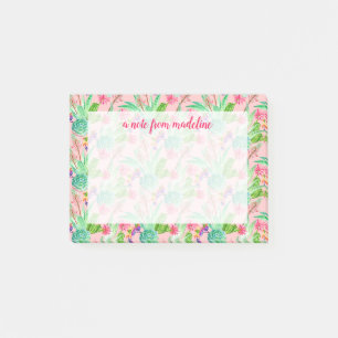 Blossoming Watercolor Succulents Pattern Post-it Notes