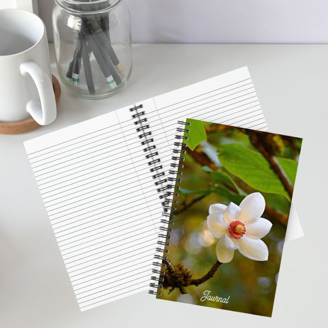 Blossoming White Magnolia Floral Notebook (In Situ)