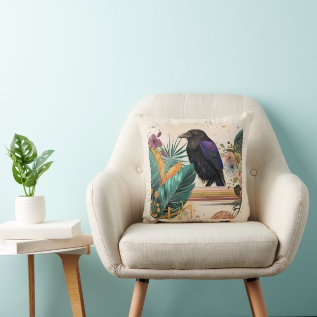 BlossomRaven in the jungle Throw Pillow (Chair)