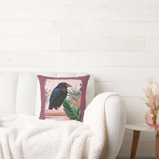 BlossomRaven in Tropical Garden Throw Pillow (Couch)