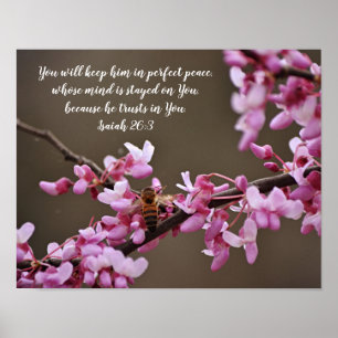 Blossoms and Bees Bible Verse Poster Print