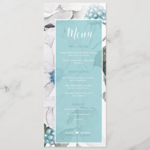 Blossoms and Berries Floral Menu Teal D476