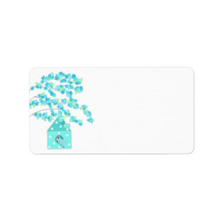 Blossoms and Birdhouse Label