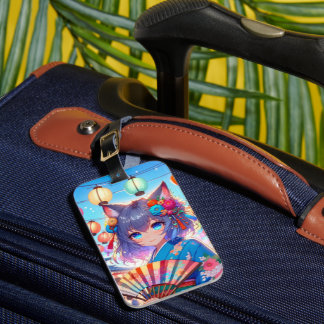 Blossoms and Lanterns: Anime Catgirl Festival Luggage Tag