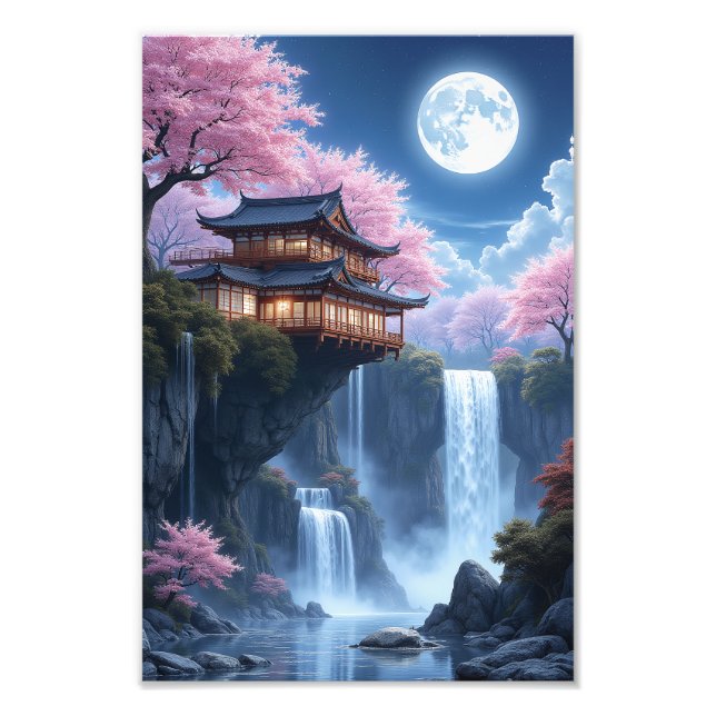 Blossoms and Moonlit Waters Photo Print (Front)
