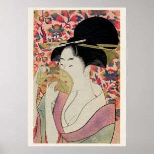 Blossoms & Beauty Edo Period Geisha Painting Poster