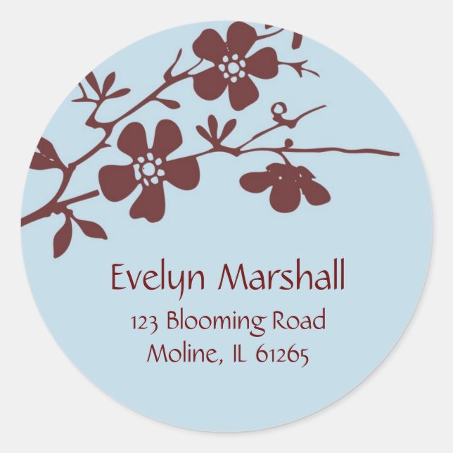 Blossoms bleus et Brown, Étiquette de adresse (Devant)