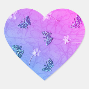 Blossoms & Butterflies Heart Sticker