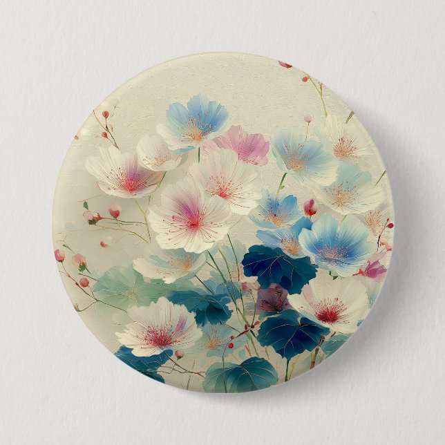 Blossoms in Bloom – Soft Pastel Botanical Art #1 3 Inch Round Button (Front)