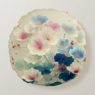 Blossoms in Bloom – Soft Pastel Botanical Art #1 Round Pillow