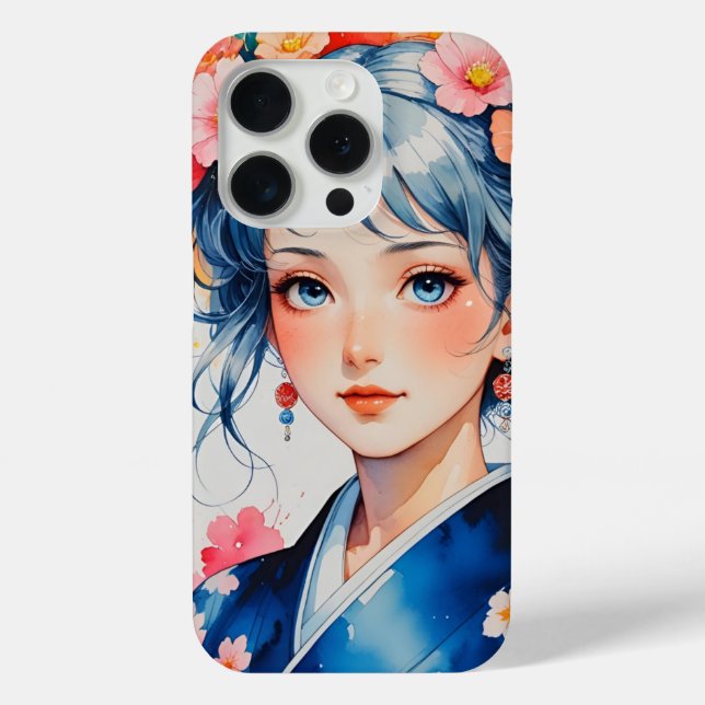Blossoms in Blue Kimono Case-Mate iPhone Case (Back)