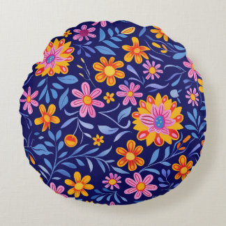 Blossoms in the Breeze Round Pillow