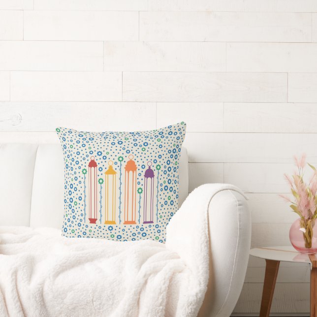 Blossoms & Lanterns Throw Pillow (Couch)